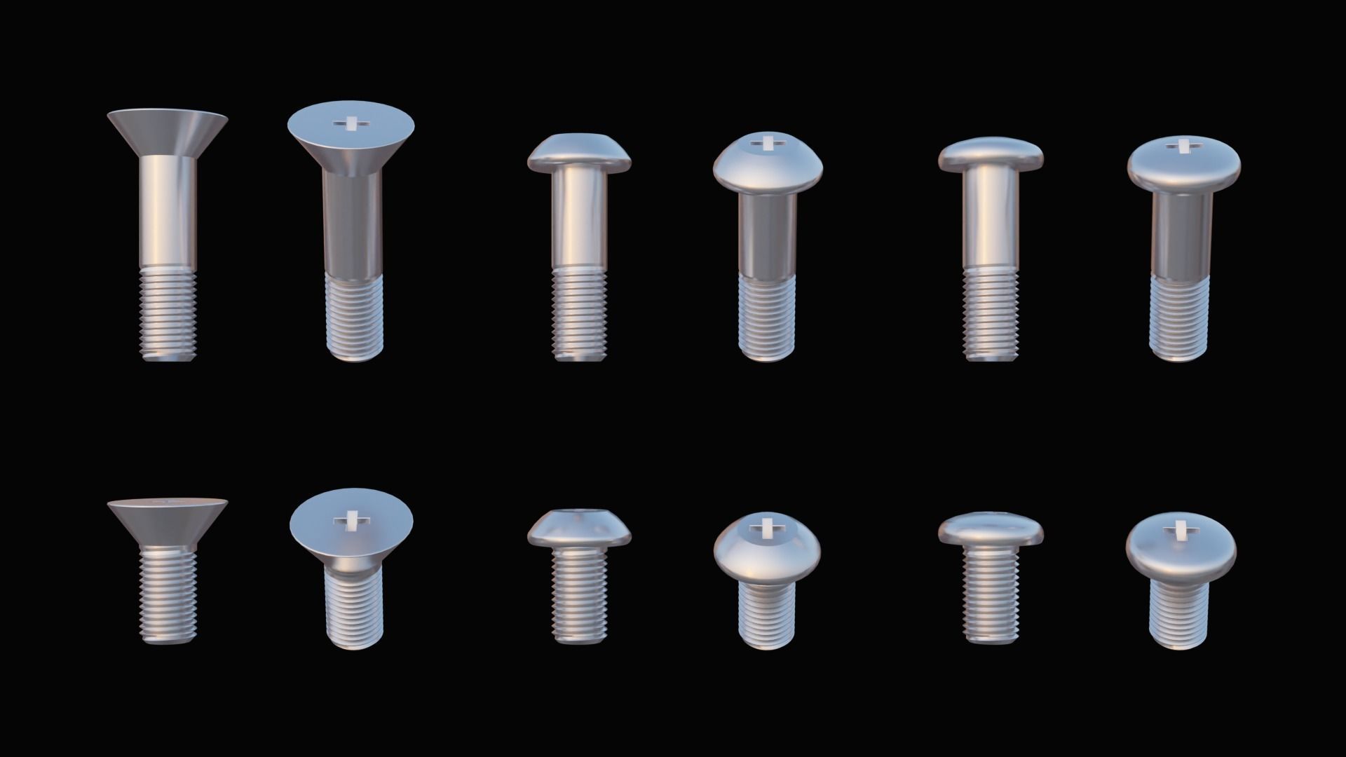 35 Bolts and nuts Low-poly 3D model_1