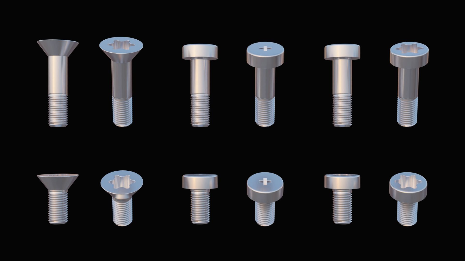 35 Bolts and nuts Low-poly 3D model_3