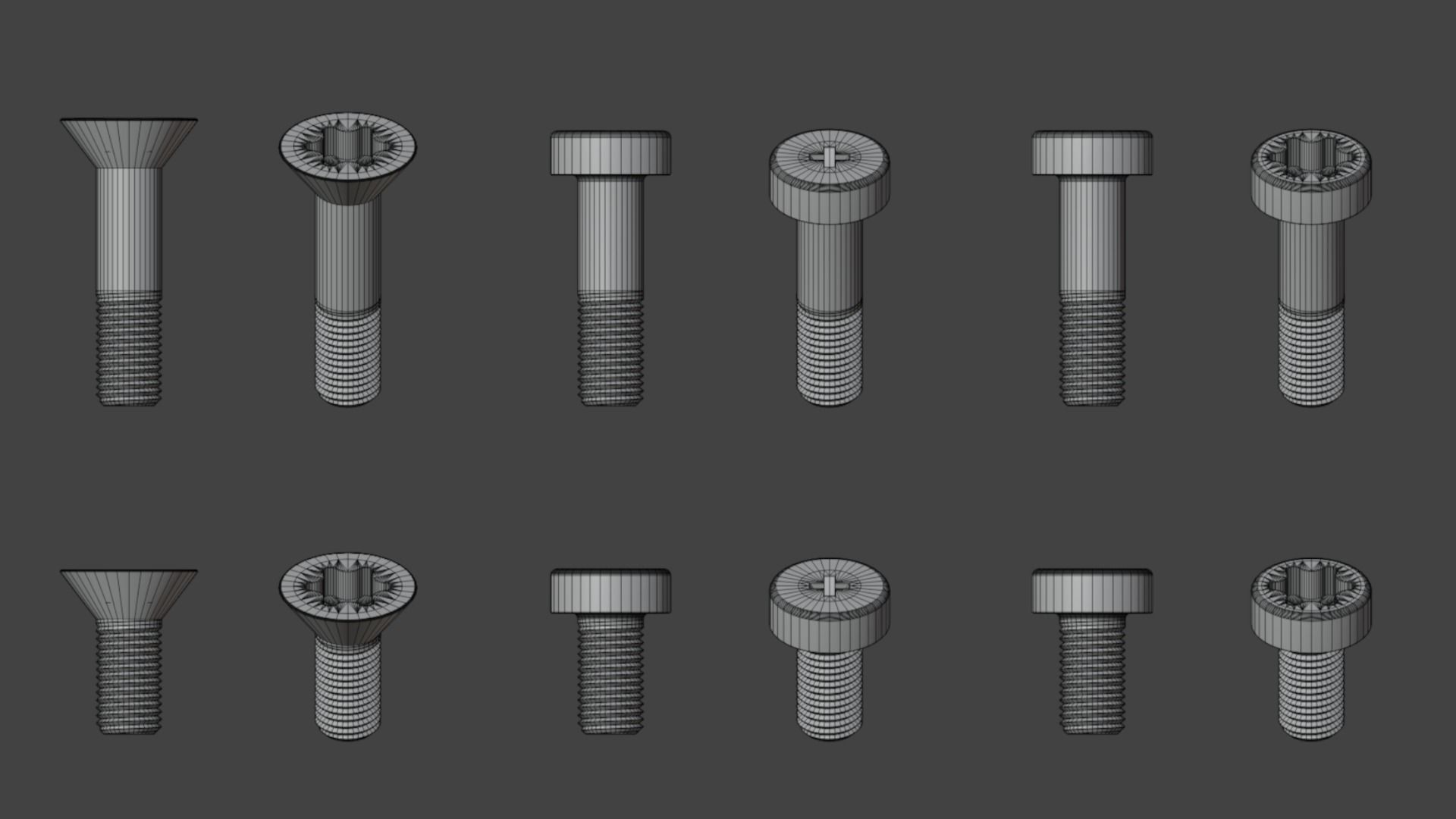 35 Bolts and nuts Low-poly 3D model_11
