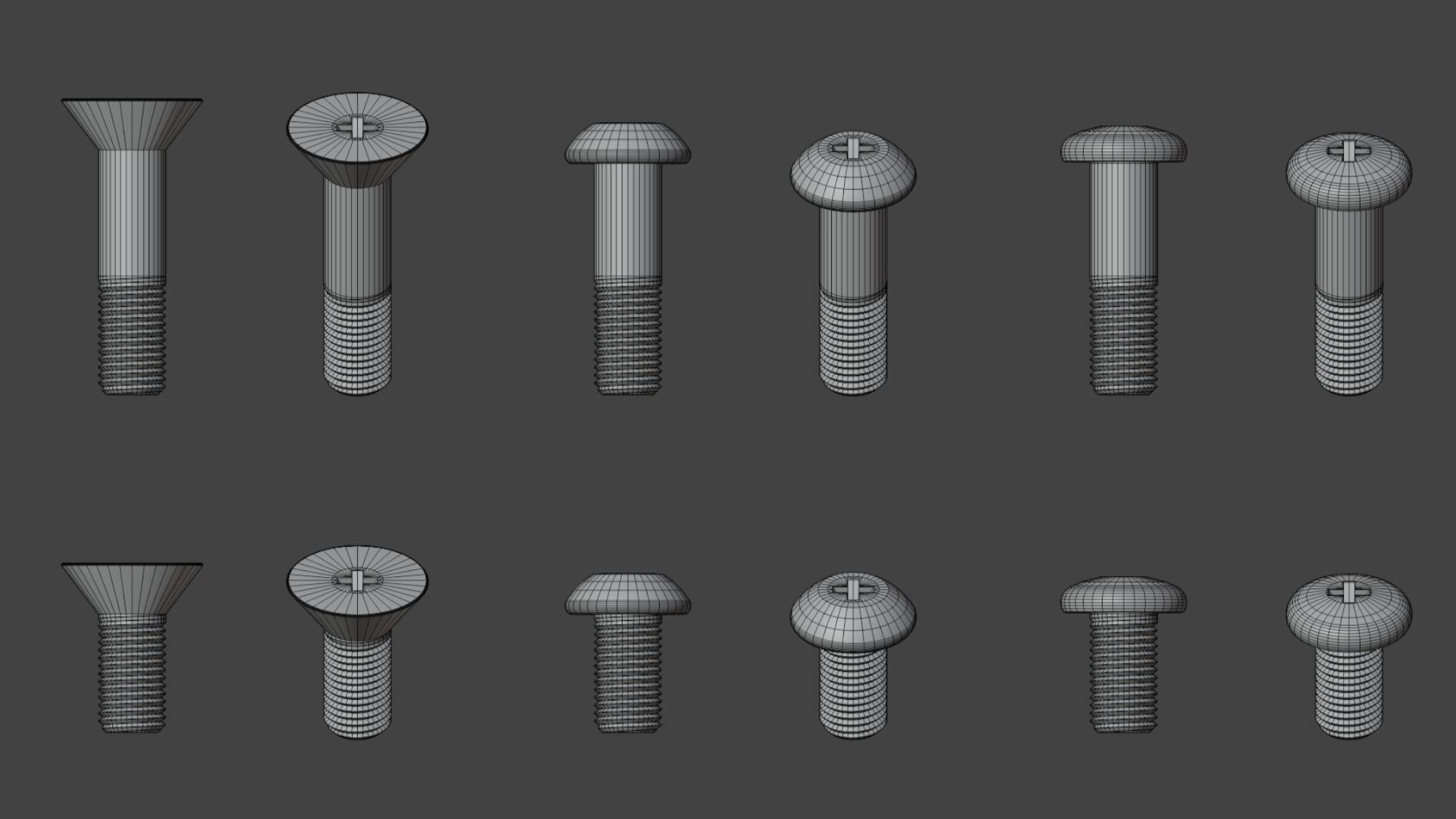 35 Bolts and nuts Low-poly 3D model_9