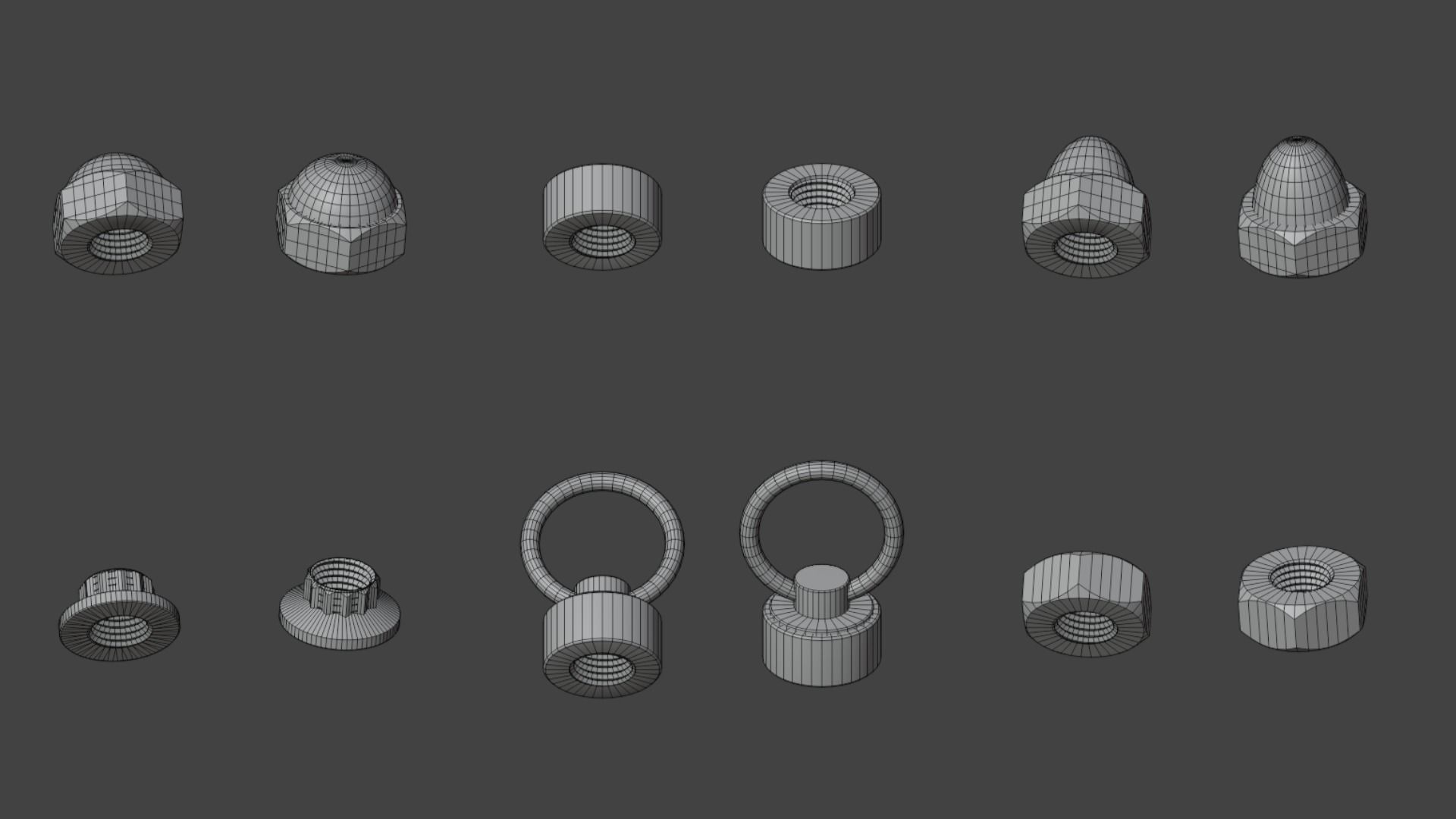 35 Bolts and nuts Low-poly 3D model_10