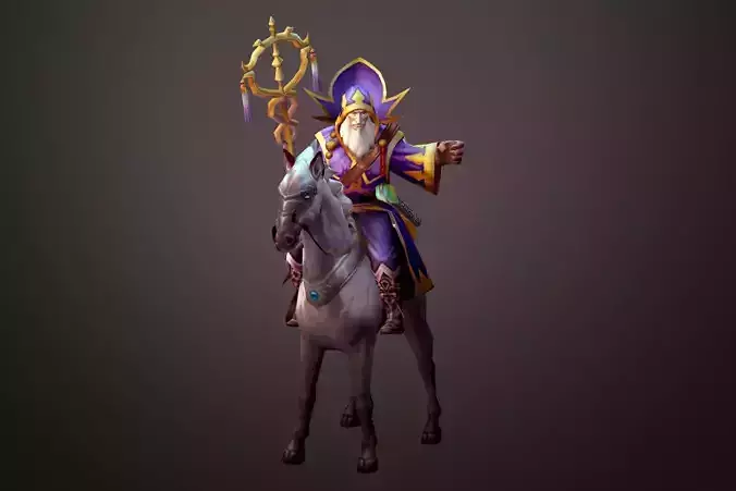 Fantasy Chess RPG Character - Merlin Low-poly 3D model