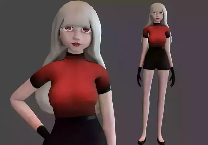 white model girl Low-poly 3D model