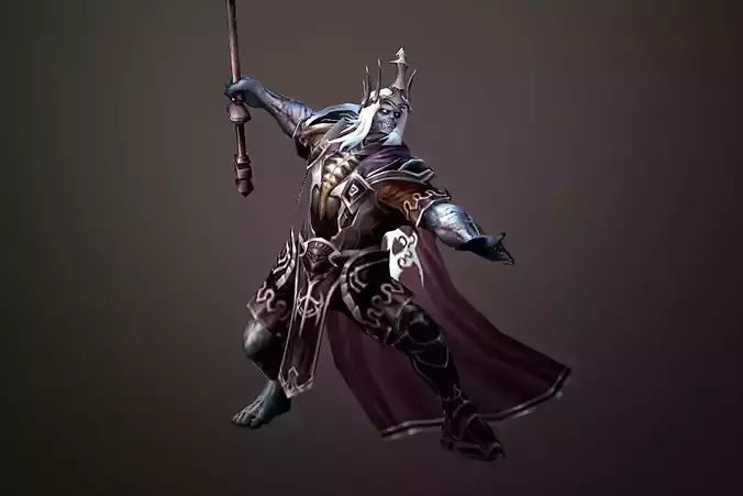 Fantasy Chess RPG Character - Skelking Low-poly 3D model
