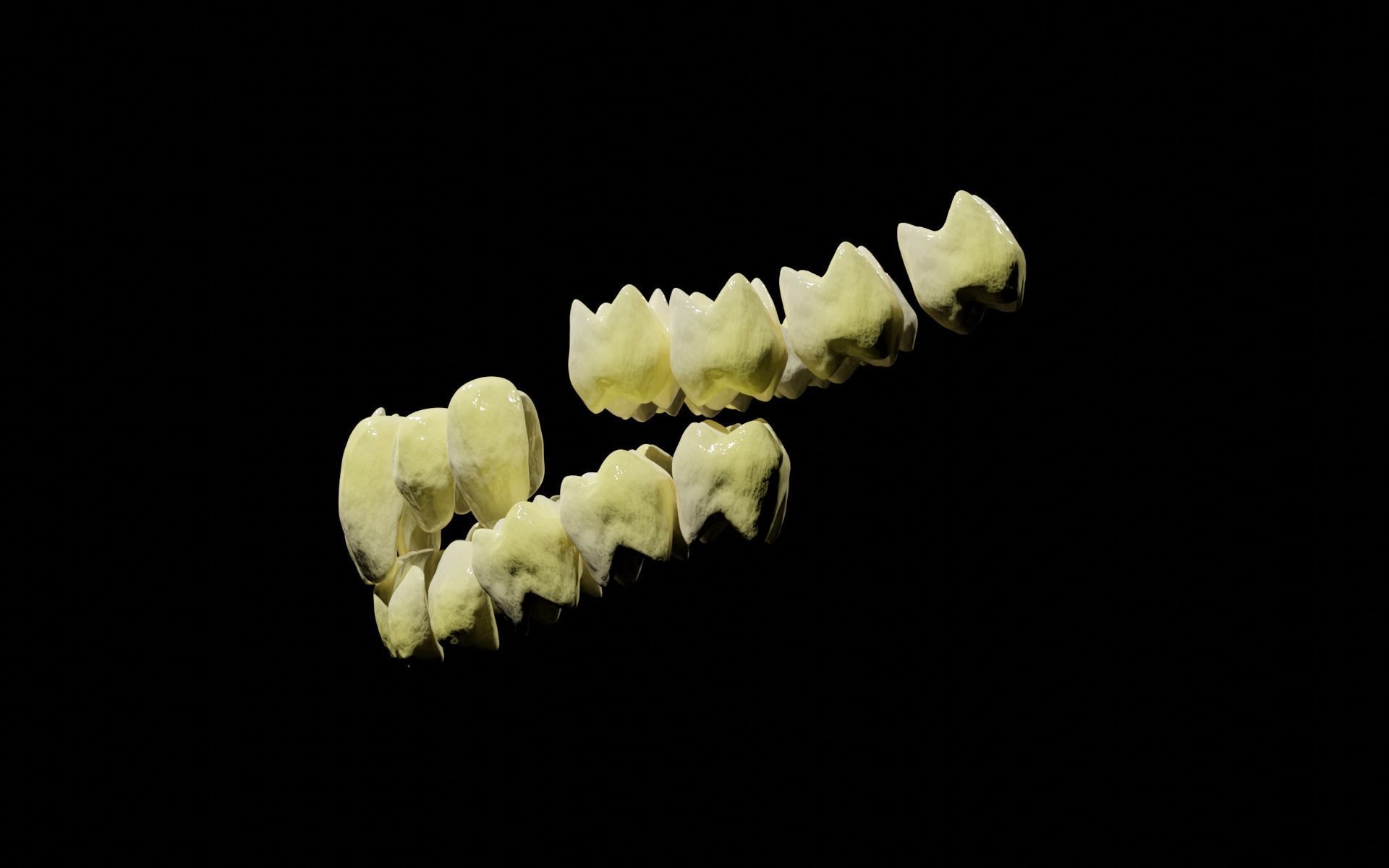 Creepy Humanoid Teeth Set Low-poly 3D model_2