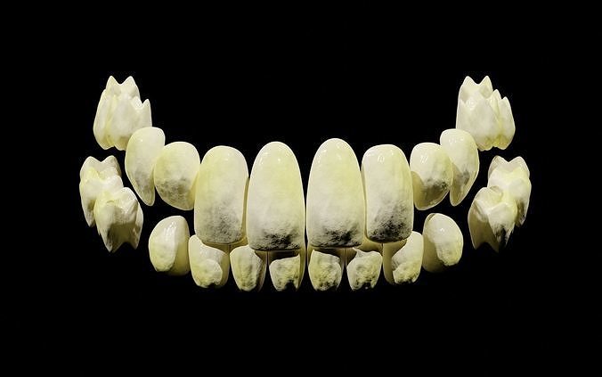 Creepy Humanoid Teeth Set Low-poly 3D model