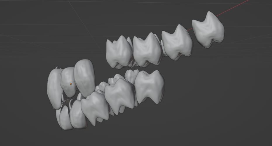 Creepy Humanoid Teeth Set Low-poly 3D model_9