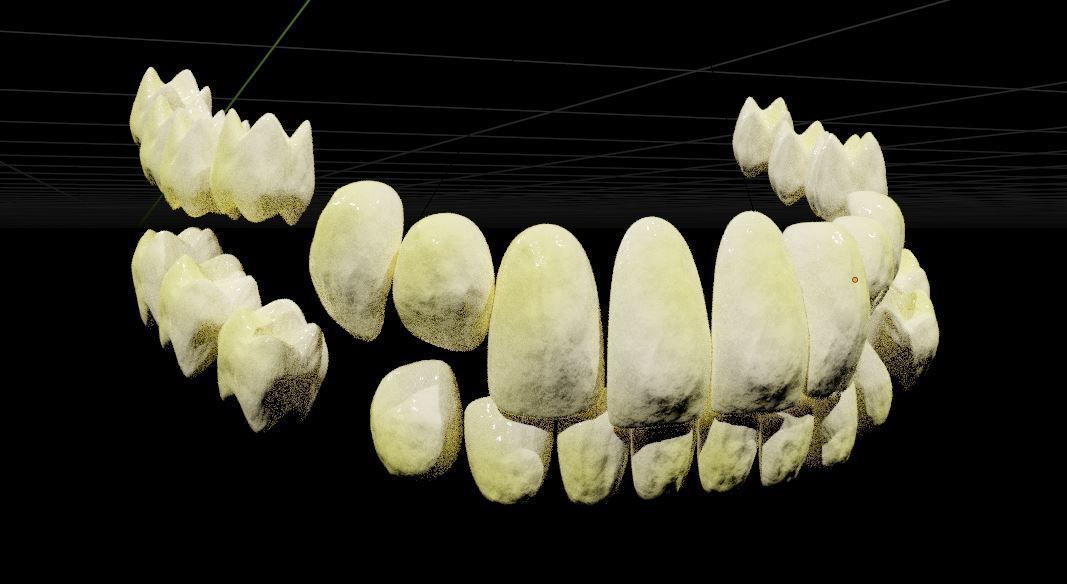 Creepy Humanoid Teeth Set Low-poly 3D model_7
