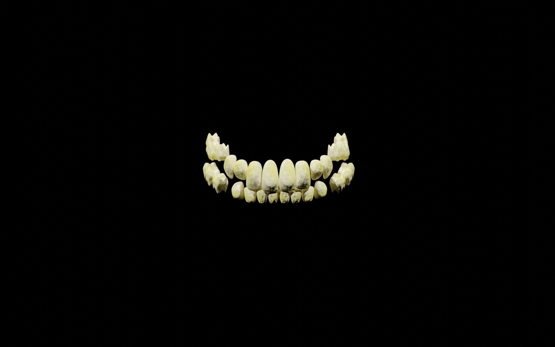 Creepy Humanoid Teeth Set Low-poly 3D model_1