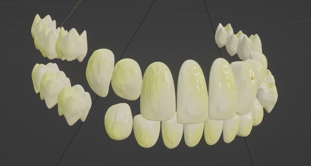 Creepy Humanoid Teeth Set Low-poly 3D model_3