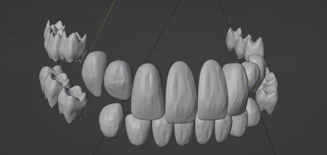 Creepy Humanoid Teeth Set Low-poly 3D model_4