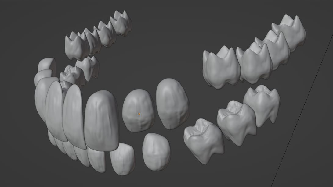 Creepy Humanoid Teeth Set Low-poly 3D model_8