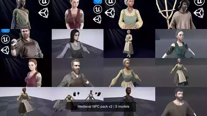 Medieval NPC pack v2 3D Model Collection