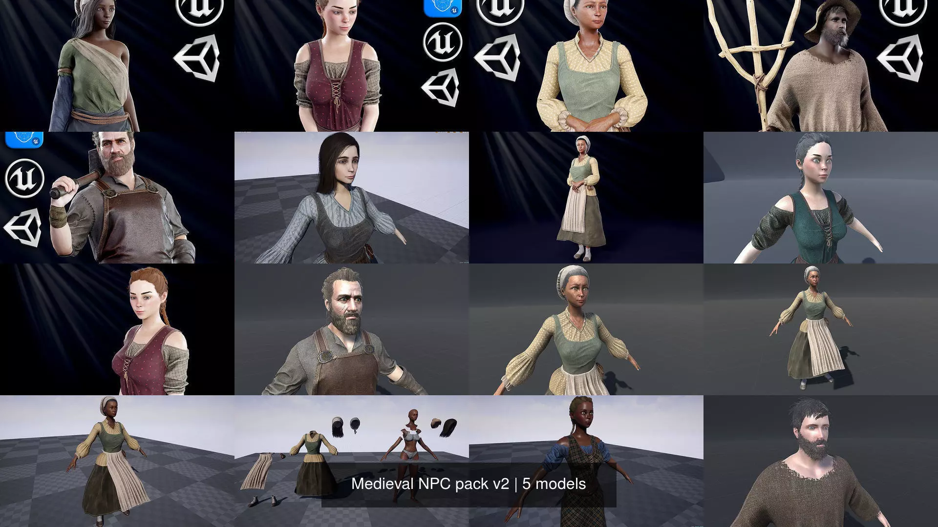 Medieval NPC pack v2 3D Model Collection_0