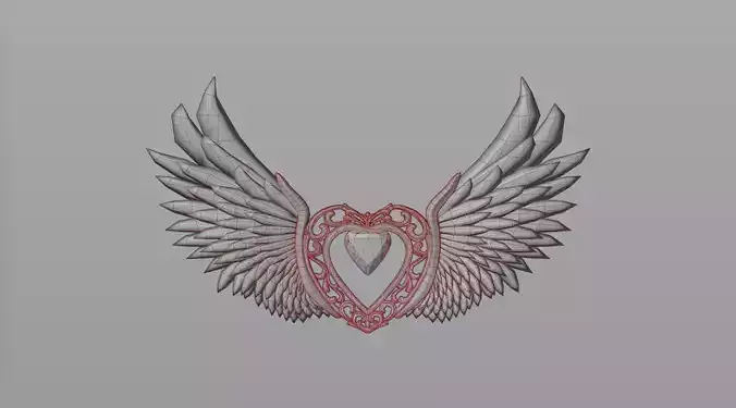 Heart and wings pendant