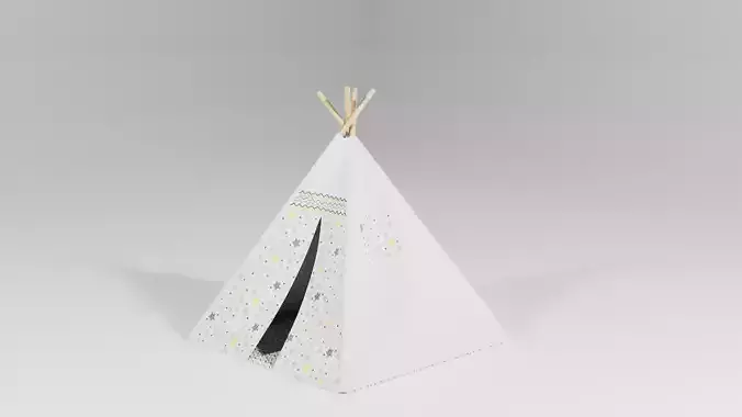Fabric kids playing tent with pattern S Low-poly 3D model