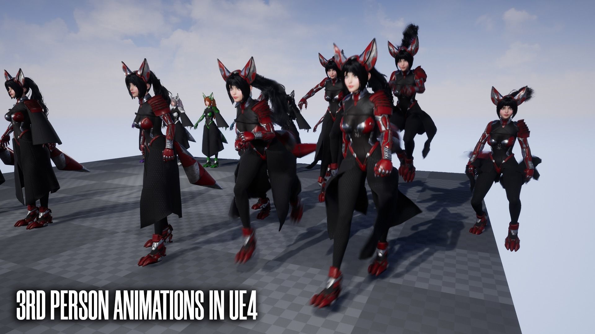 Cosmo Fox Girl Sci-fi Kitsune - Game Ready Low-poly 3D model_13