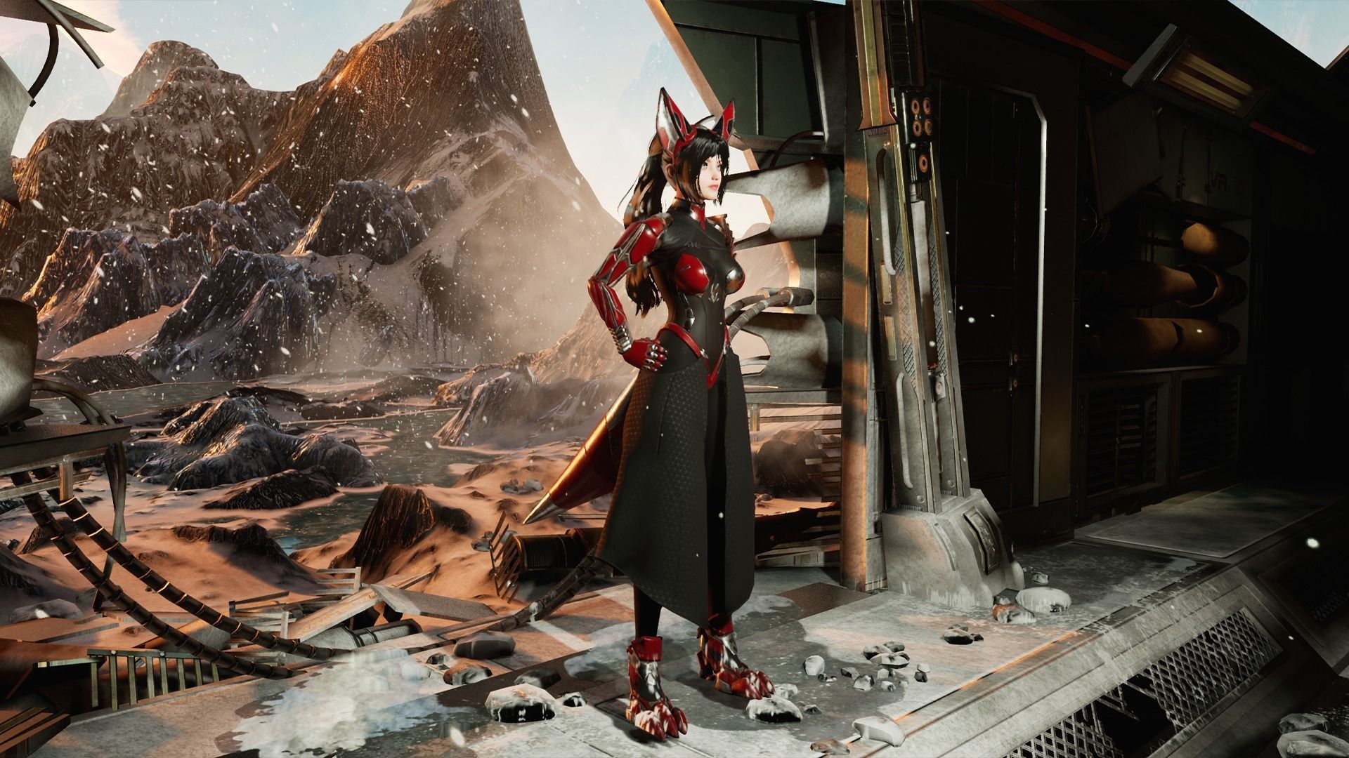 Cosmo Fox Girl Sci-fi Kitsune - Game Ready Low-poly 3D model_18