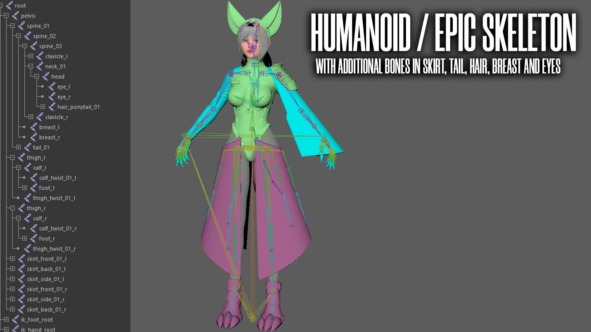 Cosmo Fox Girl Sci-fi Kitsune - Game Ready Low-poly 3D model_10