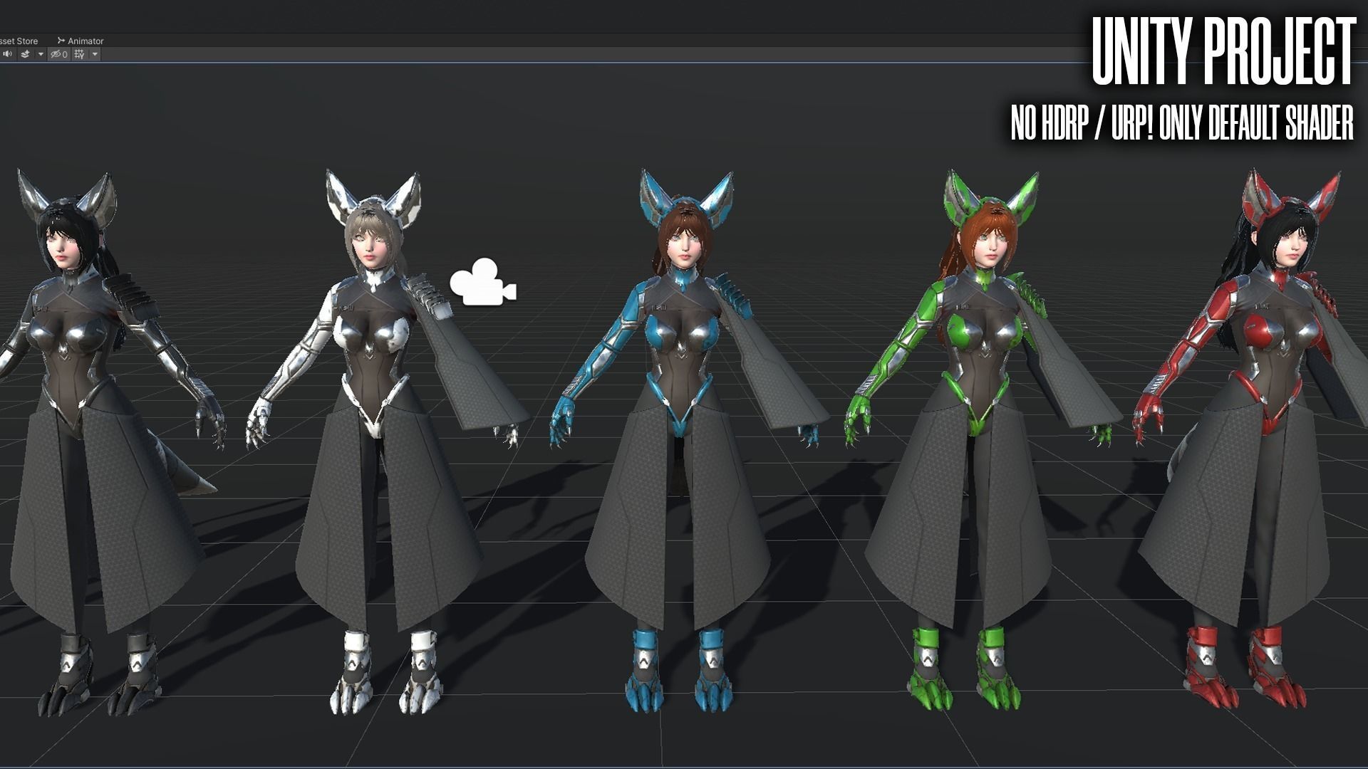 Cosmo Fox Girl Sci-fi Kitsune - Game Ready Low-poly 3D model_15