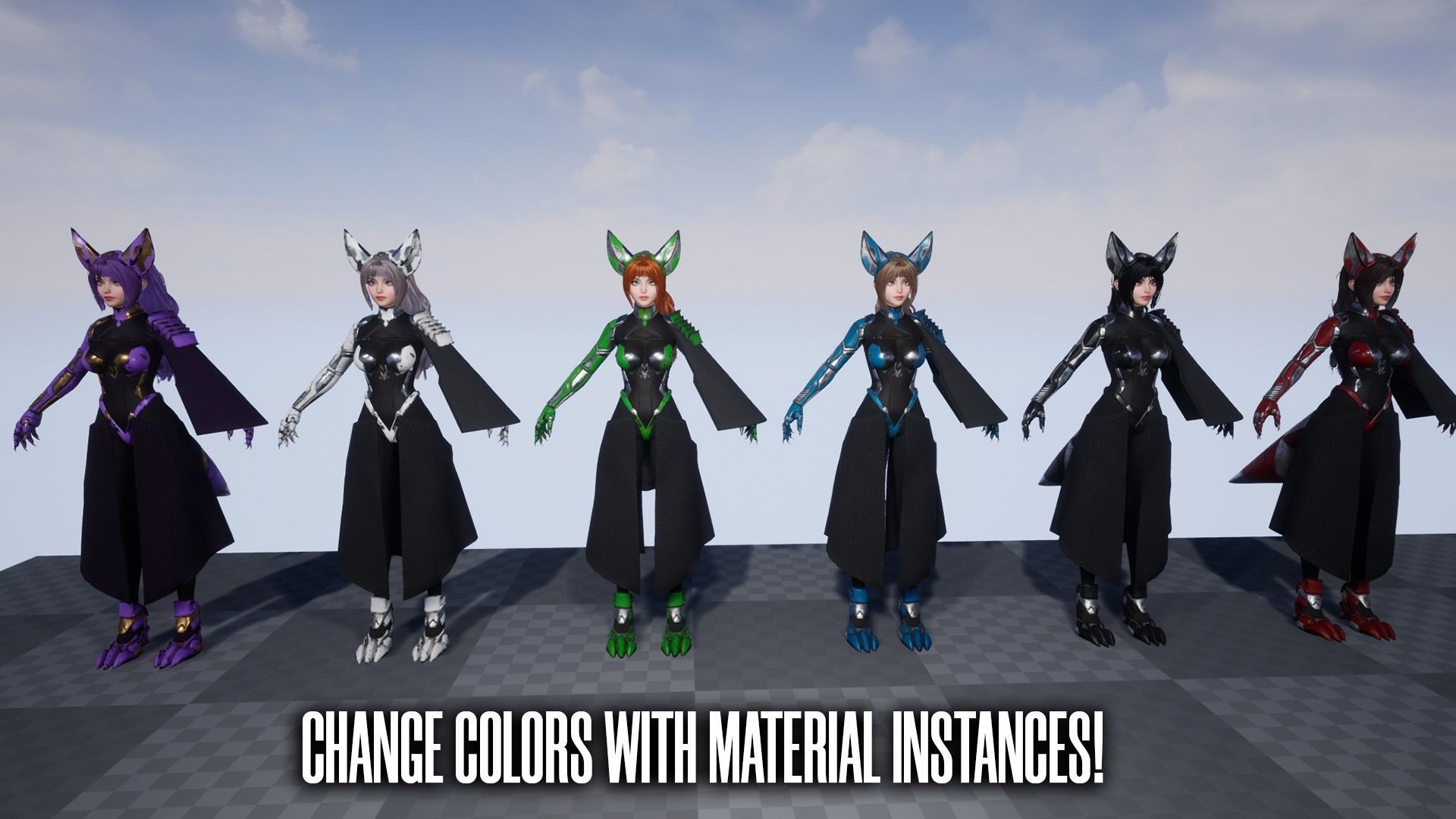 Cosmo Fox Girl Sci-fi Kitsune - Game Ready Low-poly 3D model_14