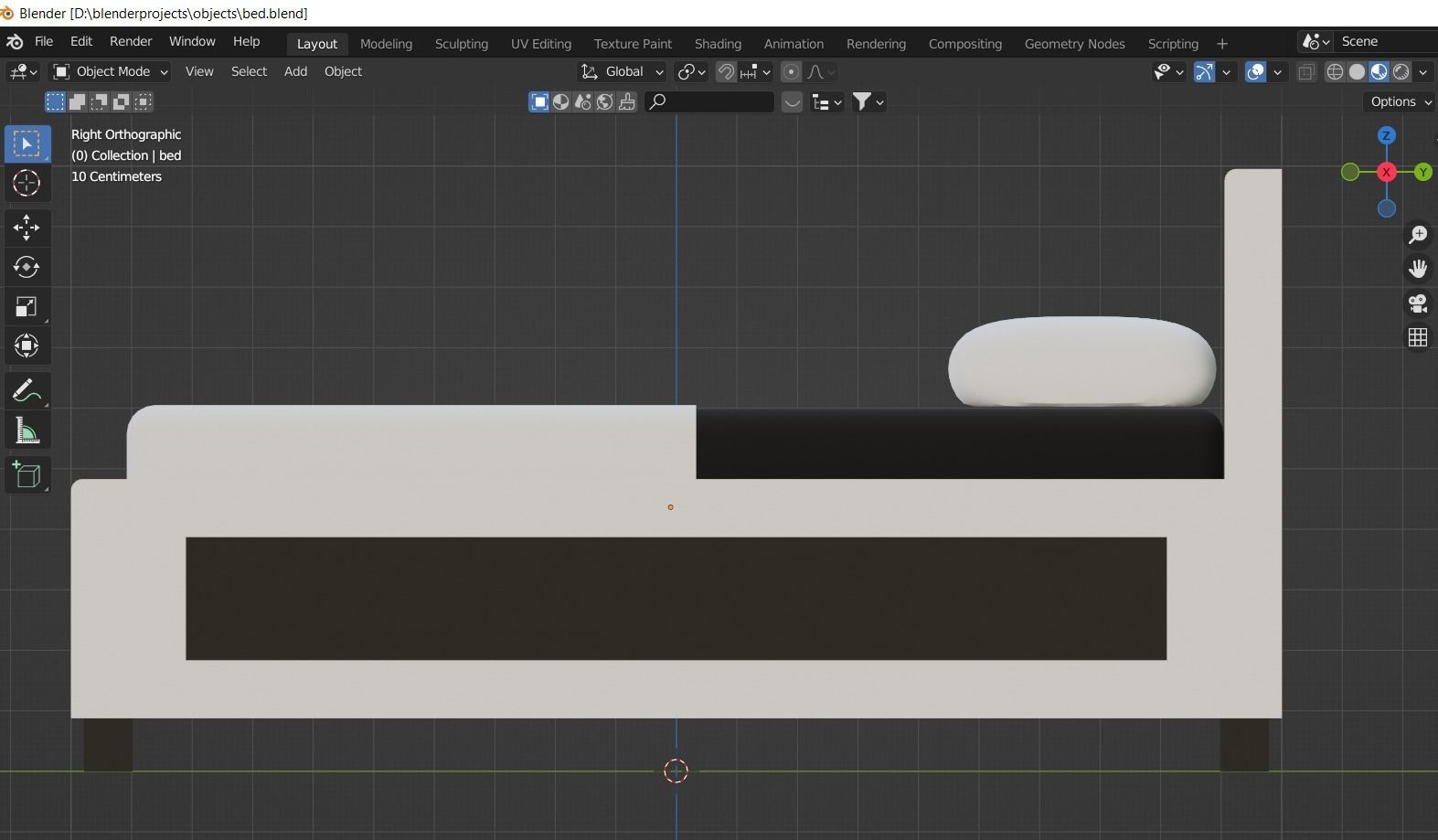 Black and white wooden bed Low-poly 3D model_3