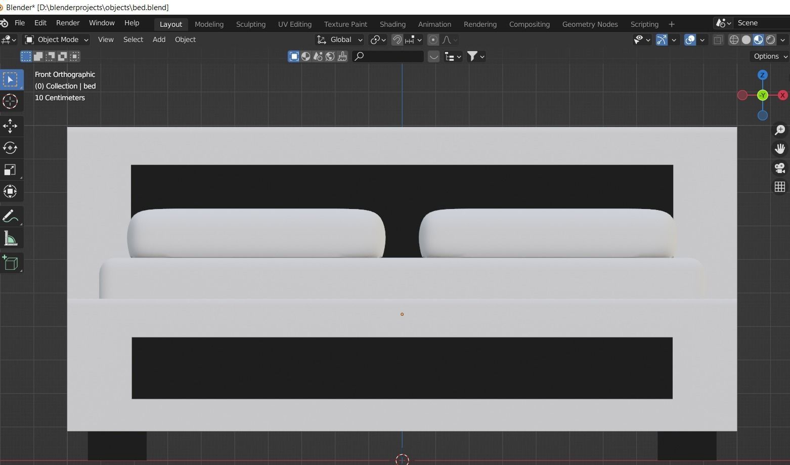 Black and white wooden bed Low-poly 3D model_2
