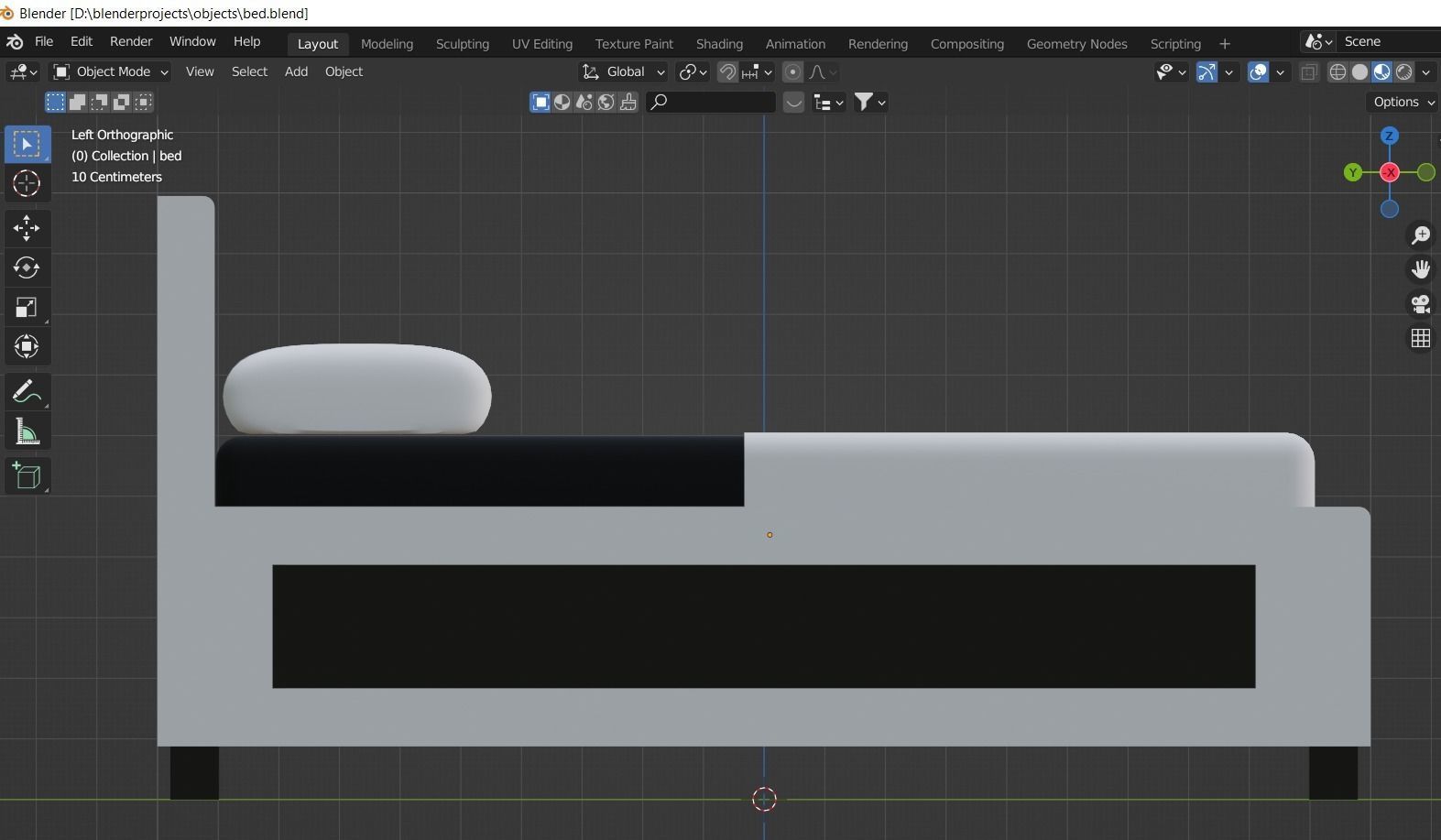 Black and white wooden bed Low-poly 3D model_5