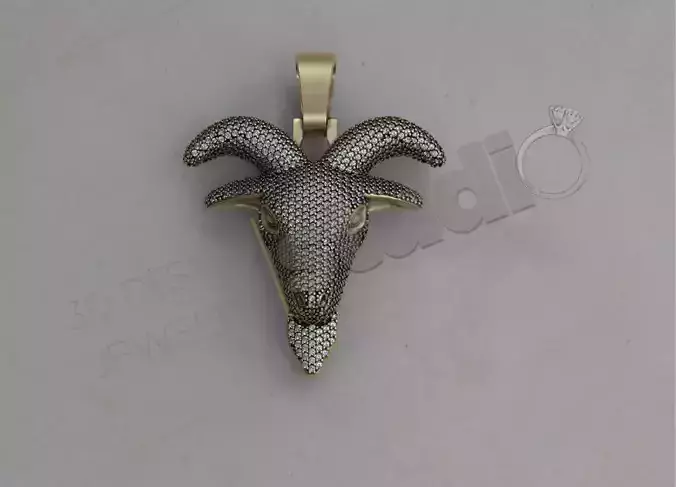 Iced Out GOAT head pendant with gems in 3d model 3D print model