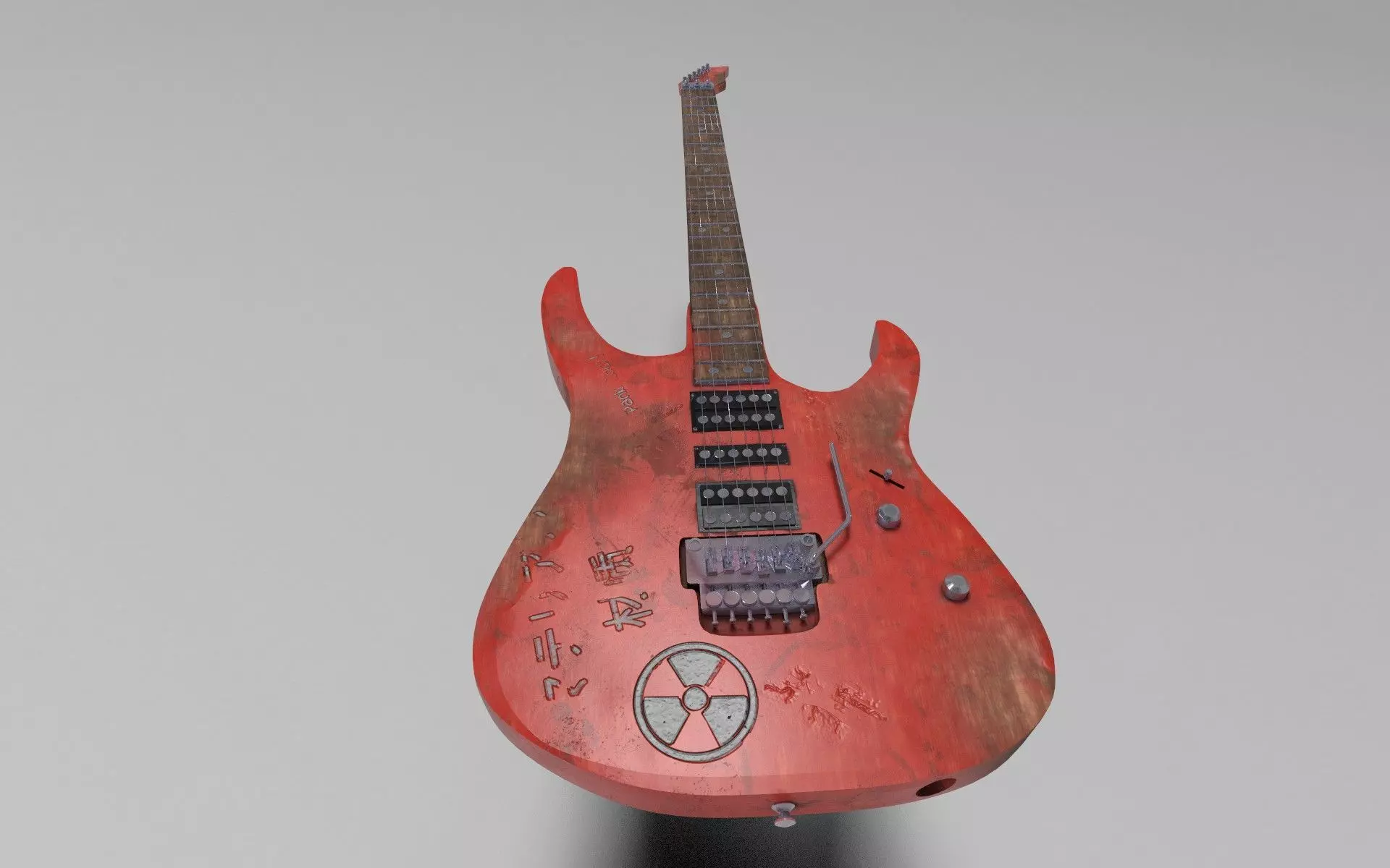 Guitar electric with skull and crossbones Low-poly 3D model
