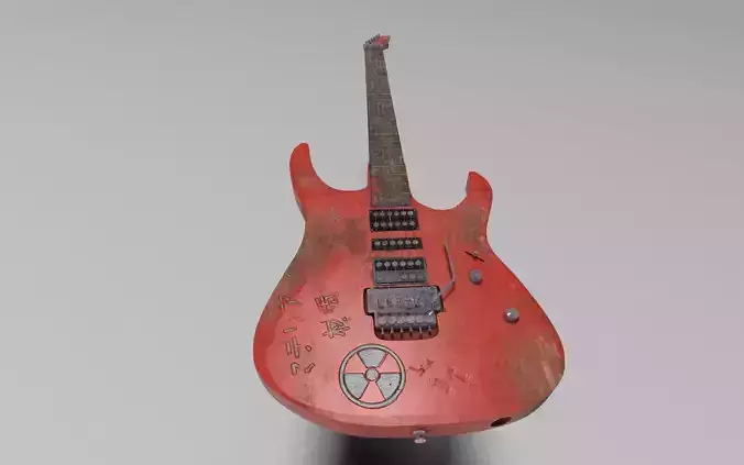 Guitar electric with skull and crossbones