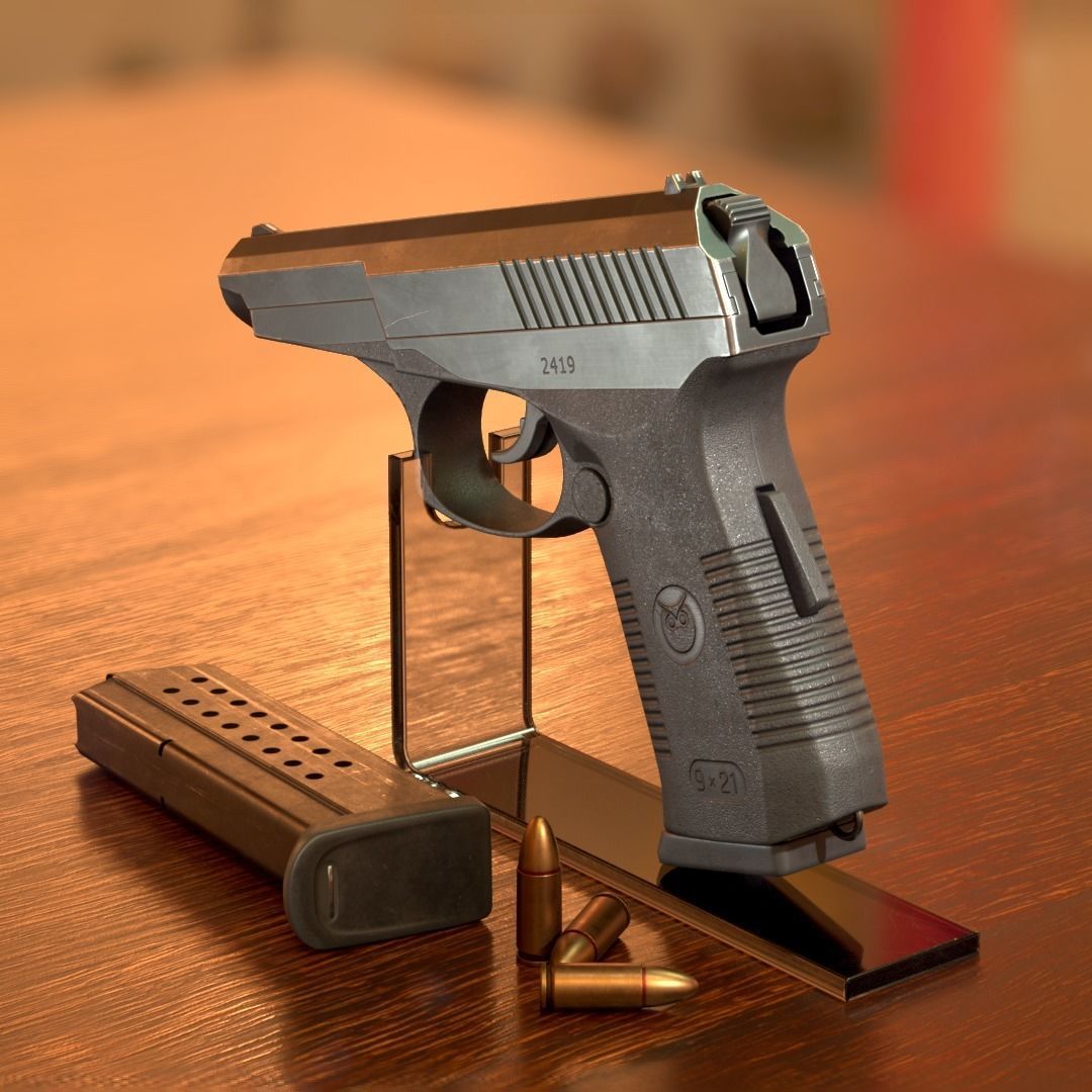SR-1 Vector Gyurza Pistol Game-Ready PBR Low-Poly Low-poly 3D model_7