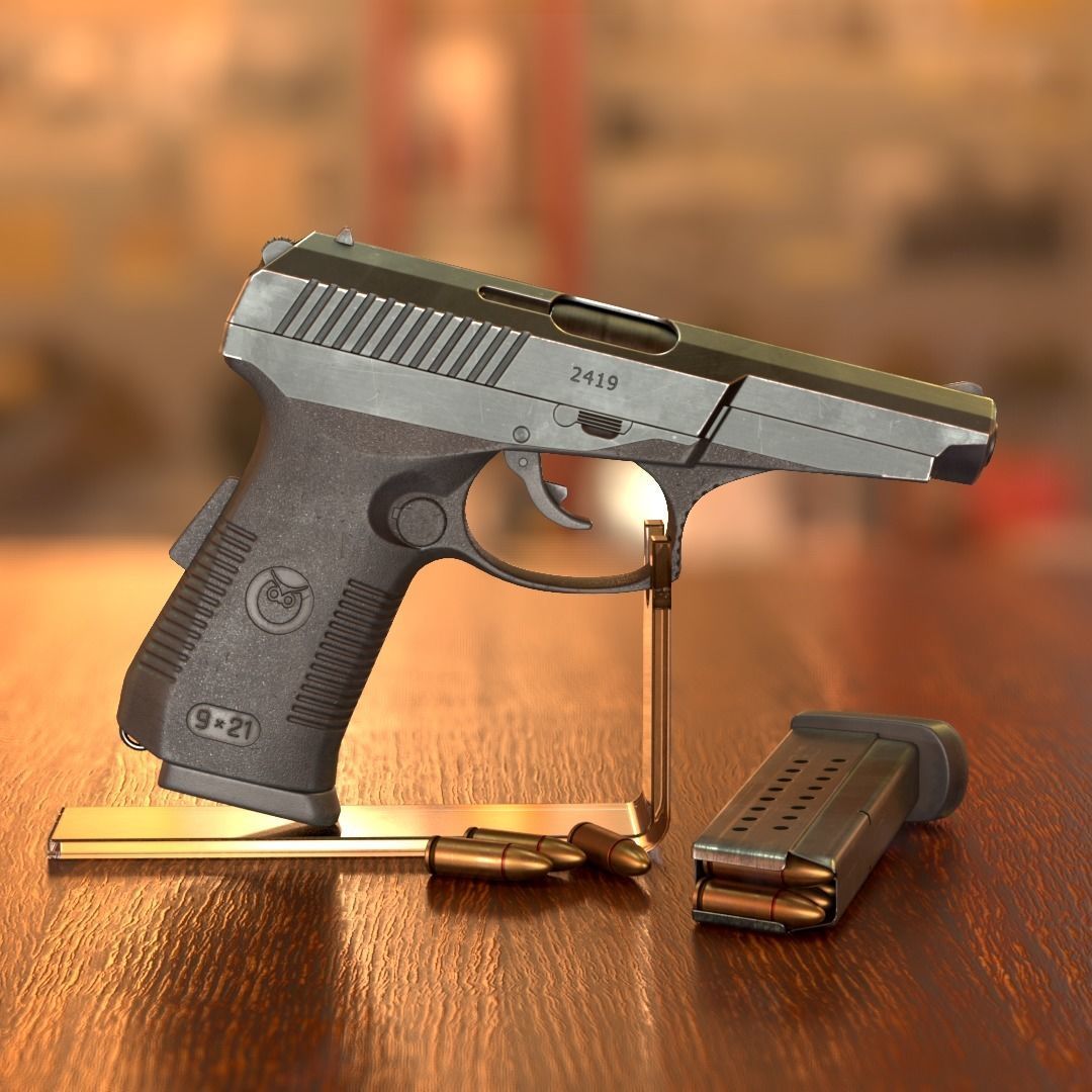 SR-1 Vector Gyurza Pistol Game-Ready PBR Low-Poly Low-poly 3D model_2