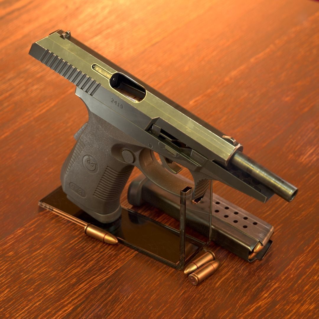 SR-1 Vector Gyurza Pistol Game-Ready PBR Low-Poly Low-poly 3D model_1