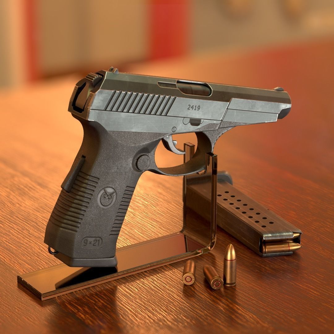 SR-1 Vector Gyurza Pistol Game-Ready PBR Low-Poly Low-poly 3D model_4