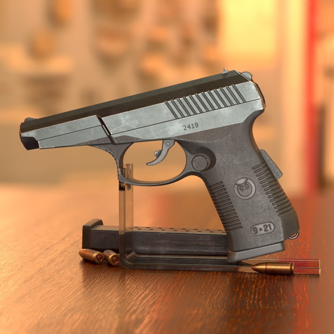 SR-1 Vector Gyurza Pistol Game-Ready PBR Low-Poly Low-poly 3D model_8