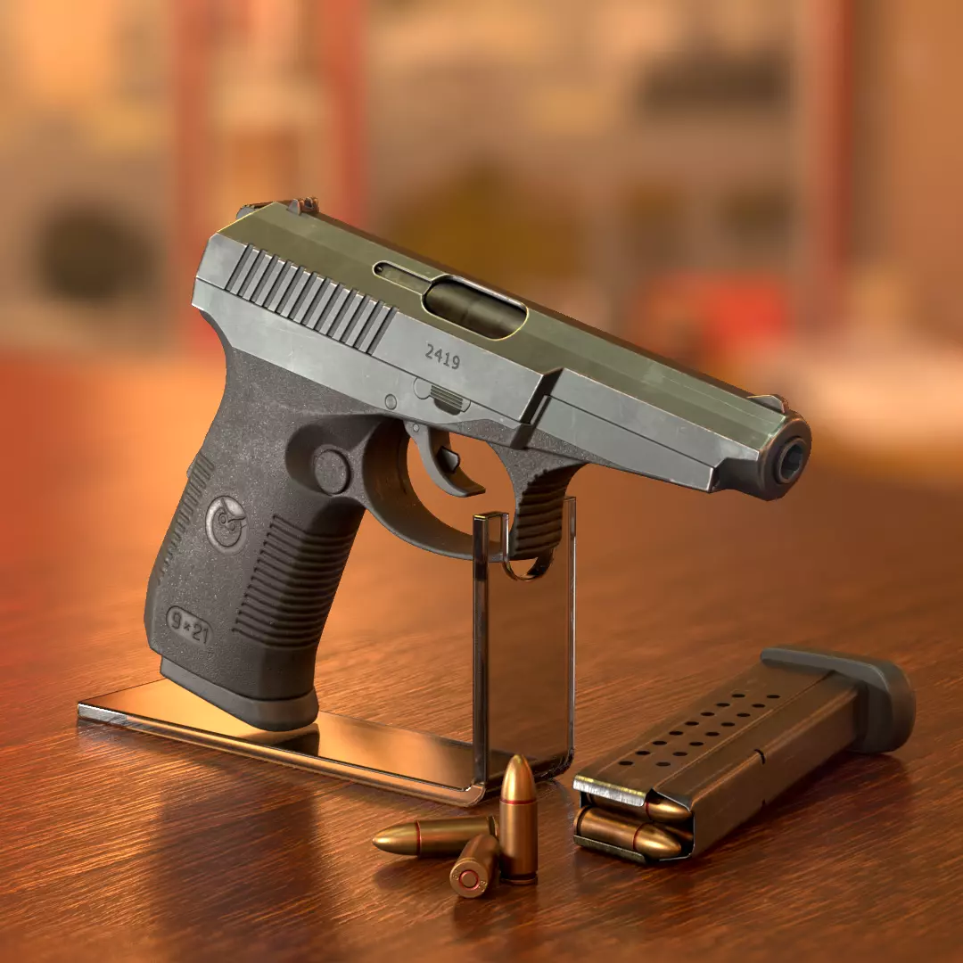 SR-1 Vector Gyurza Pistol Game-Ready PBR Low-Poly Low-poly 3D model_0