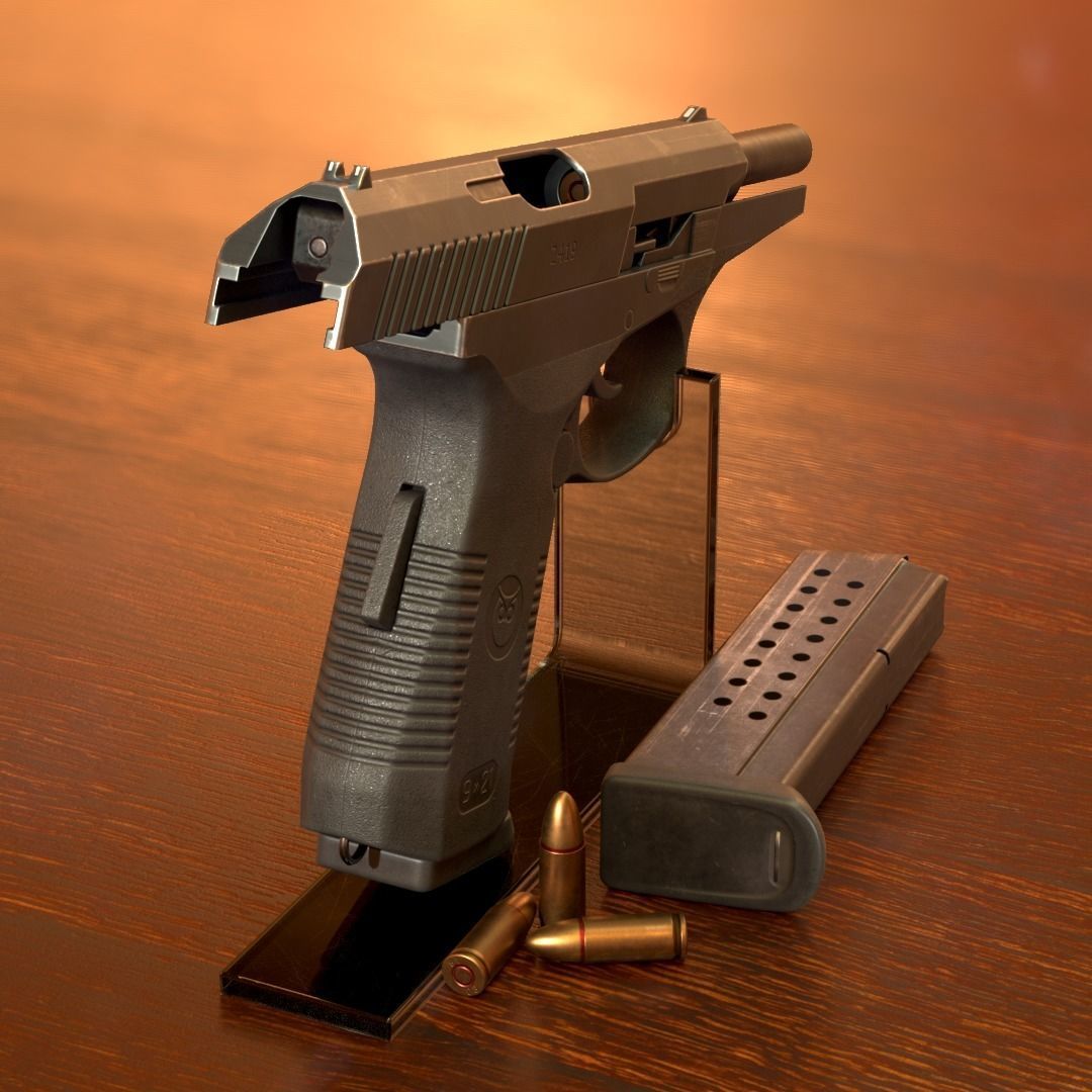 SR-1 Vector Gyurza Pistol Game-Ready PBR Low-Poly Low-poly 3D model_6