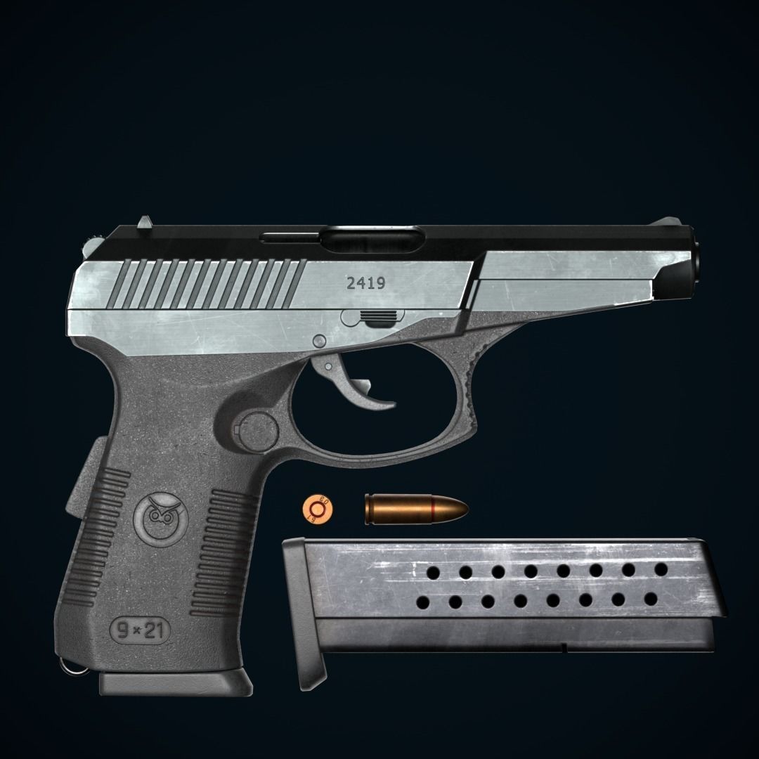 SR-1 Vector Gyurza Pistol Game-Ready PBR Low-Poly Low-poly 3D model_12