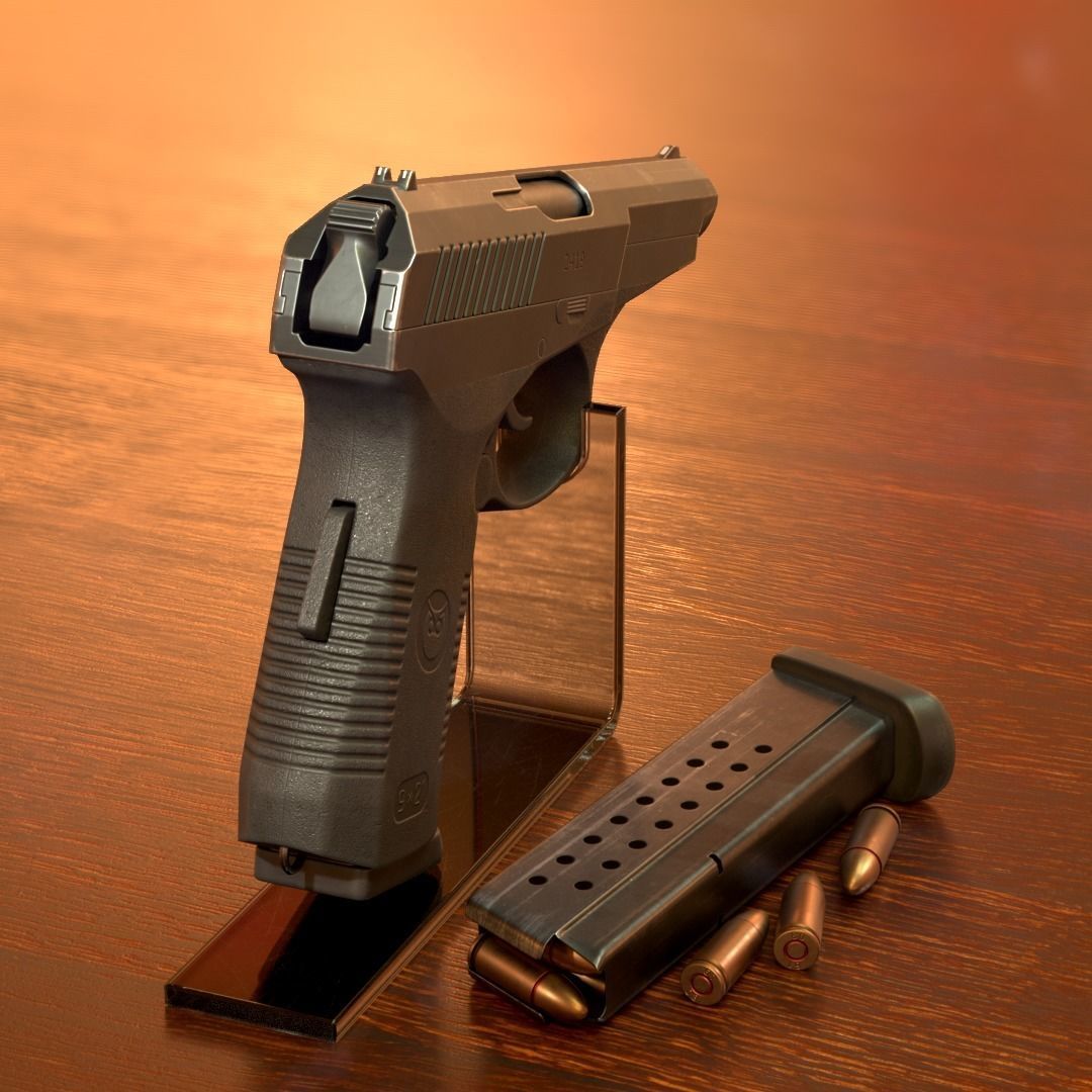 SR-1 Vector Gyurza Pistol Game-Ready PBR Low-Poly Low-poly 3D model_5