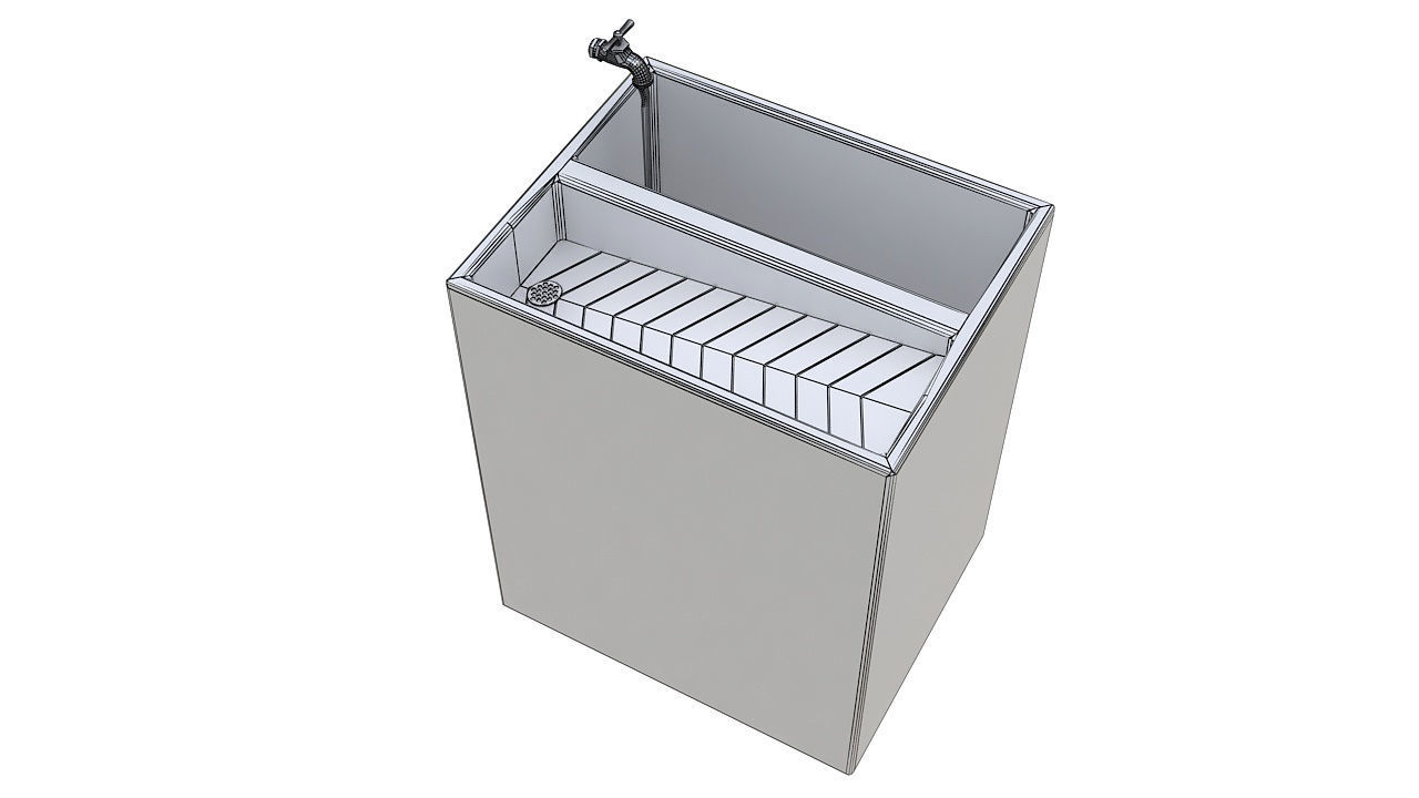 Outdoor concrete laundry sink 3D model_5