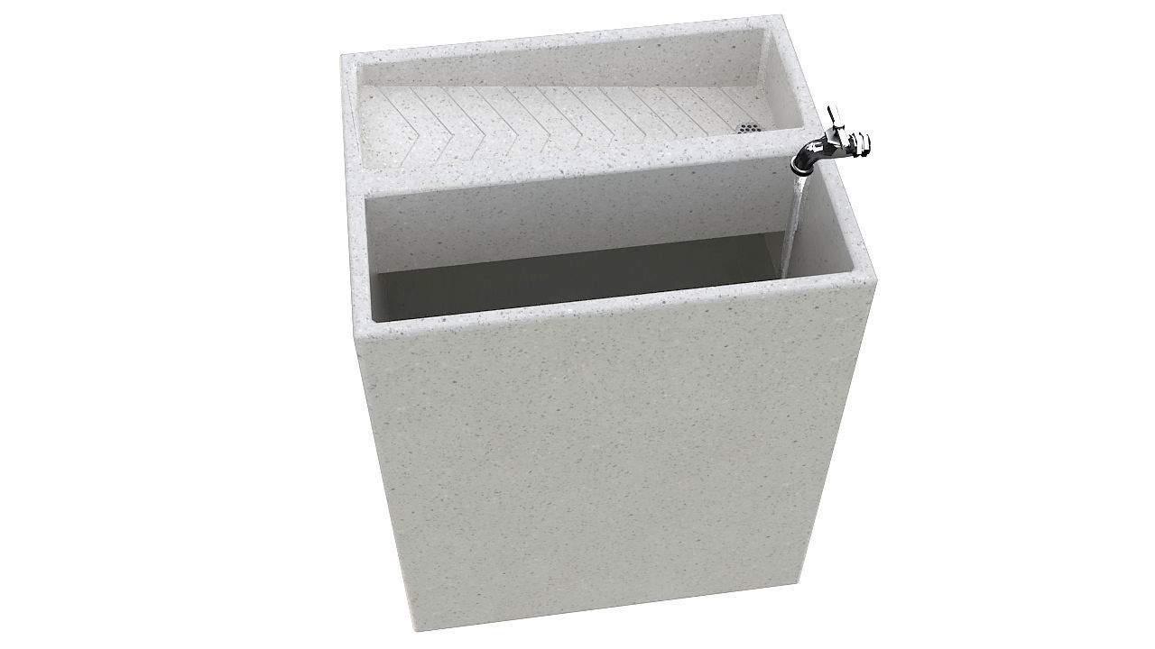 Outdoor concrete laundry sink 3D model_3