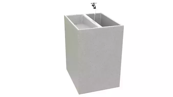 Outdoor concrete laundry sink 3D model