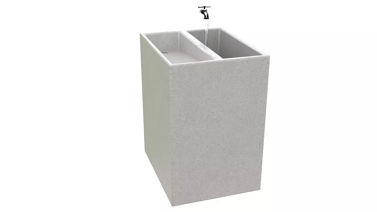 Outdoor concrete laundry sink 3D model_0