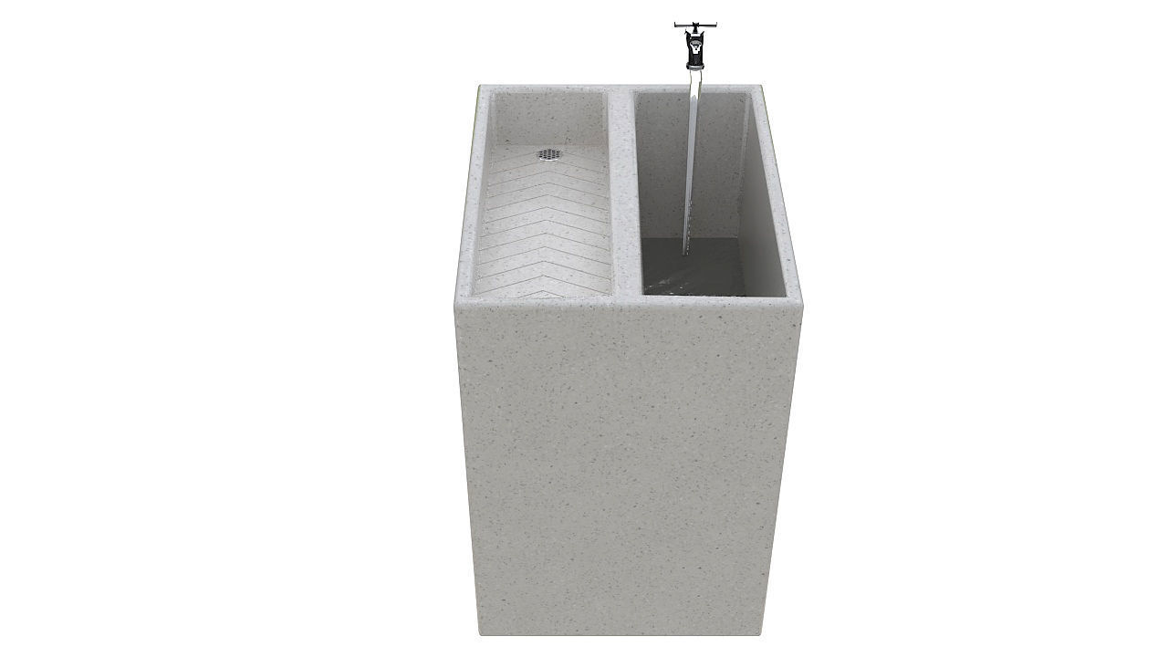 Outdoor concrete laundry sink 3D model_1