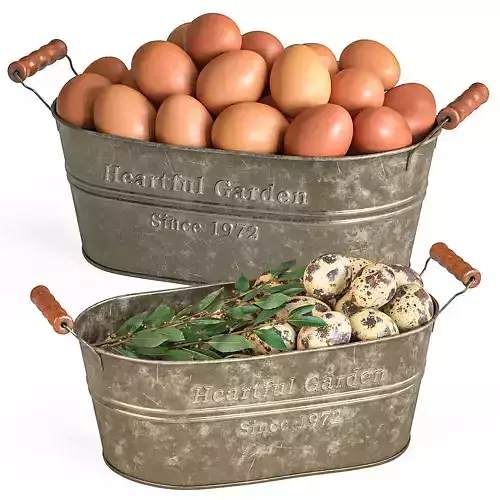 Metal basket with eggs