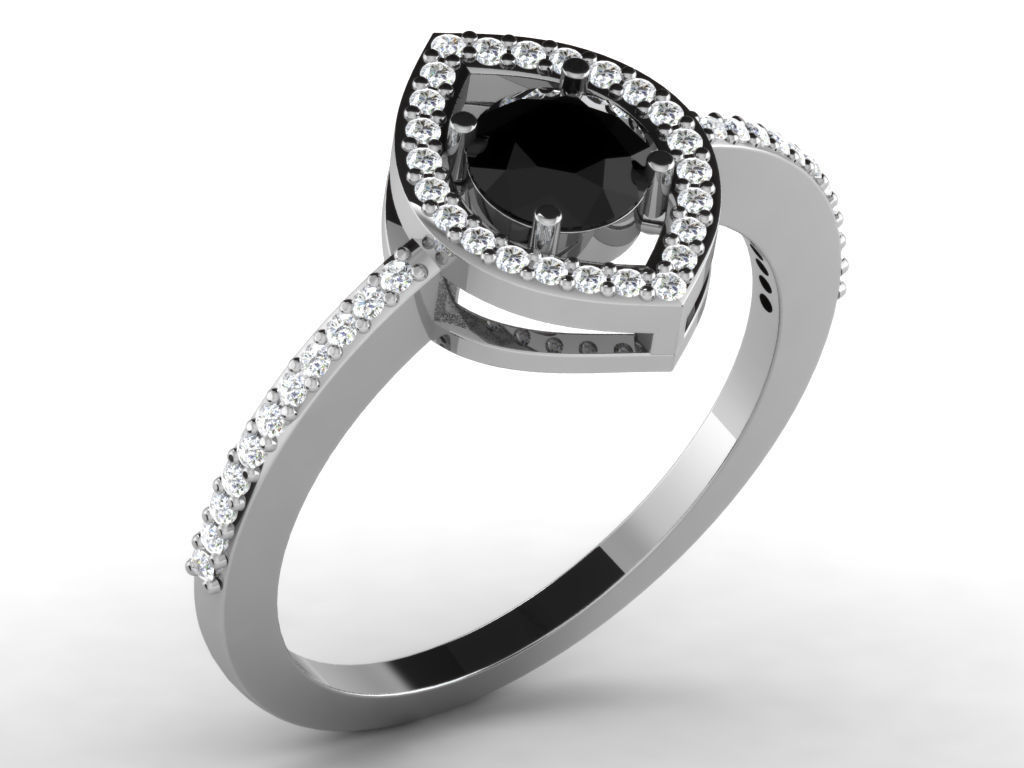 Ring Collection flower with diamonds 3D print model_131