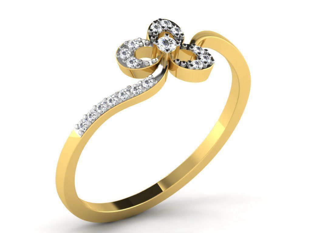Ring Collection flower with diamonds 3D print model_8