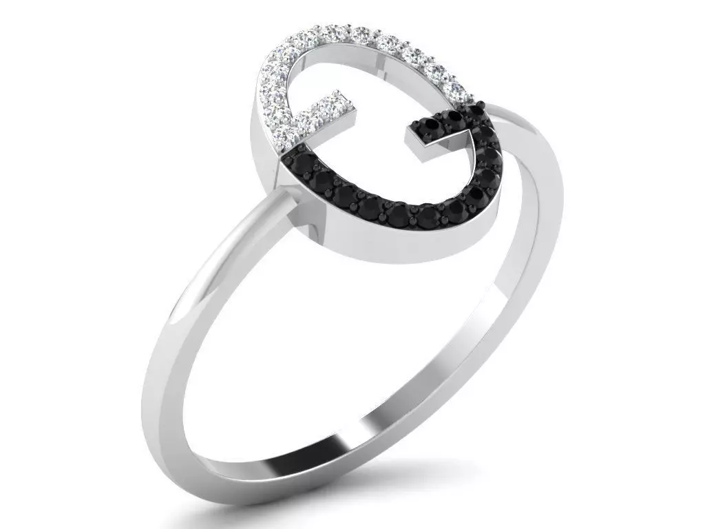 Ring Collection flower with diamonds 3D print model_0