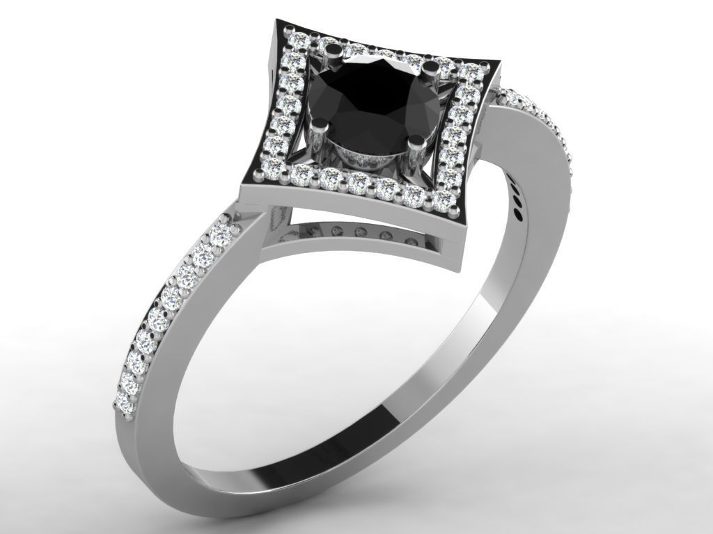 Ring Collection flower with diamonds 3D print model_134